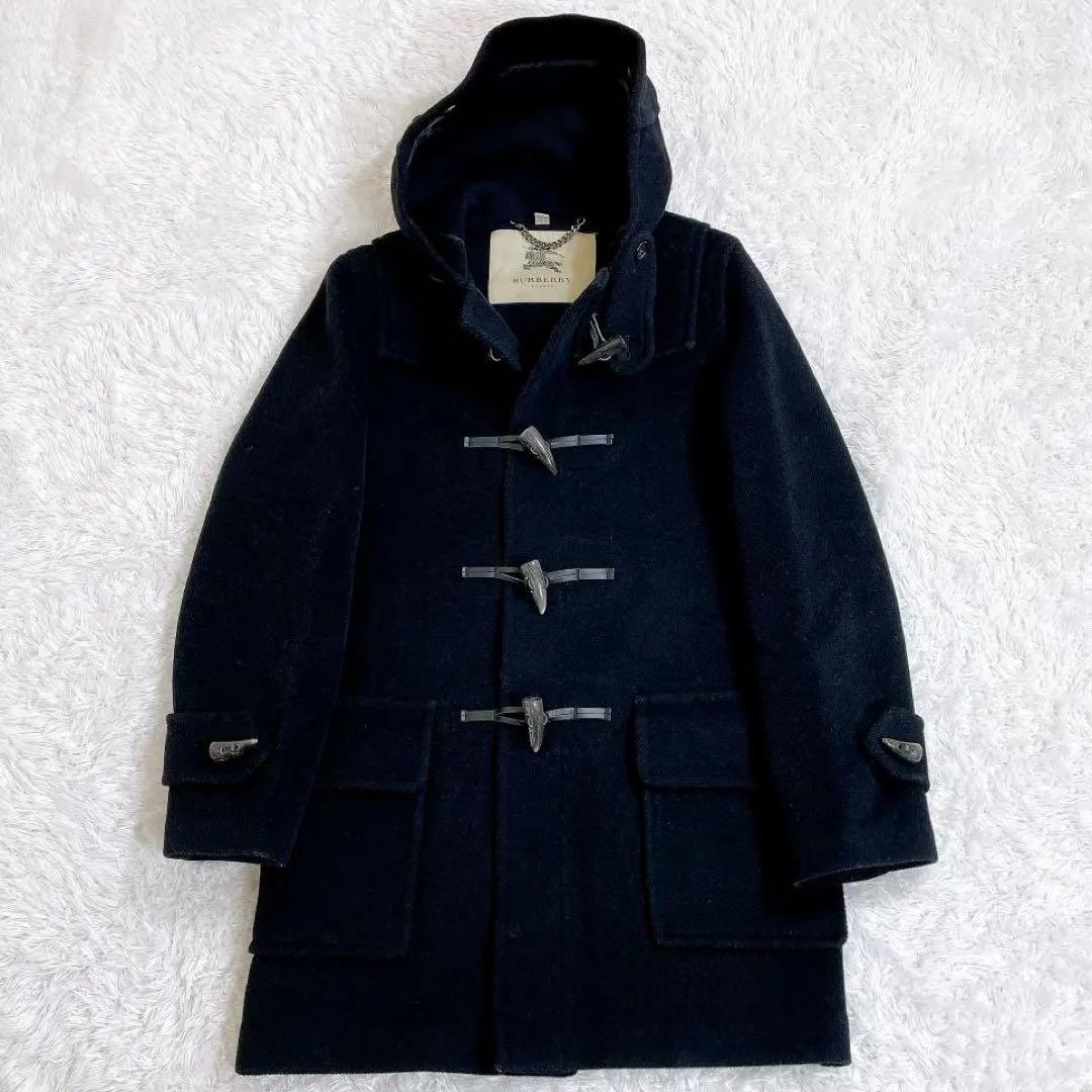 バーバリーロンドン ダッフルコート 黒 レディース メルトン Ｓ