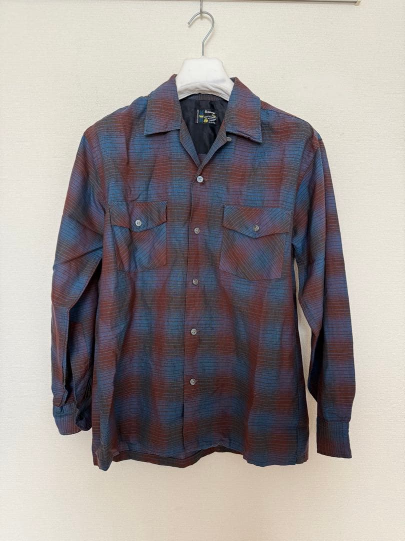 60s Penneys TOWNCRAFT オンブレチェック ウール　シャツ M
