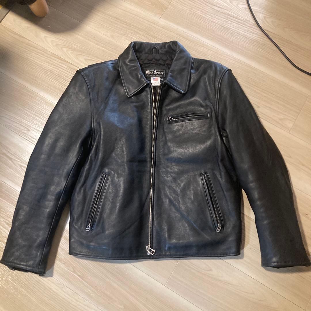 WindArmar 本革 シングルライダースジャケット XL ブラック MASKED-R BLACK JKT