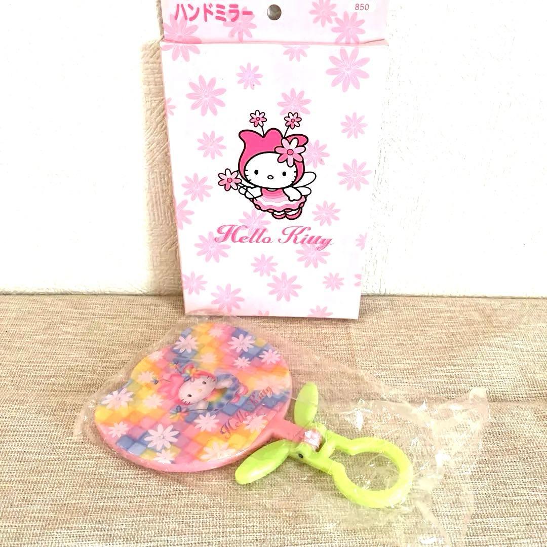 レア‼️Hello Kitty ハンドミラー カラフルキティチューリップ型