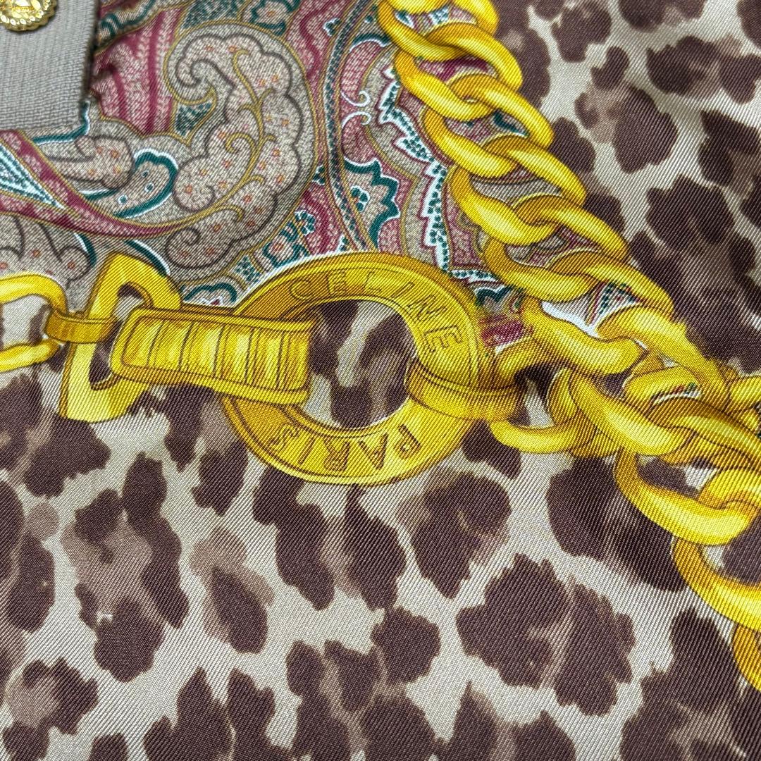 セリーヌ CELINE スカーフ柄 チェーン柄 ニット 金ボタン セーター