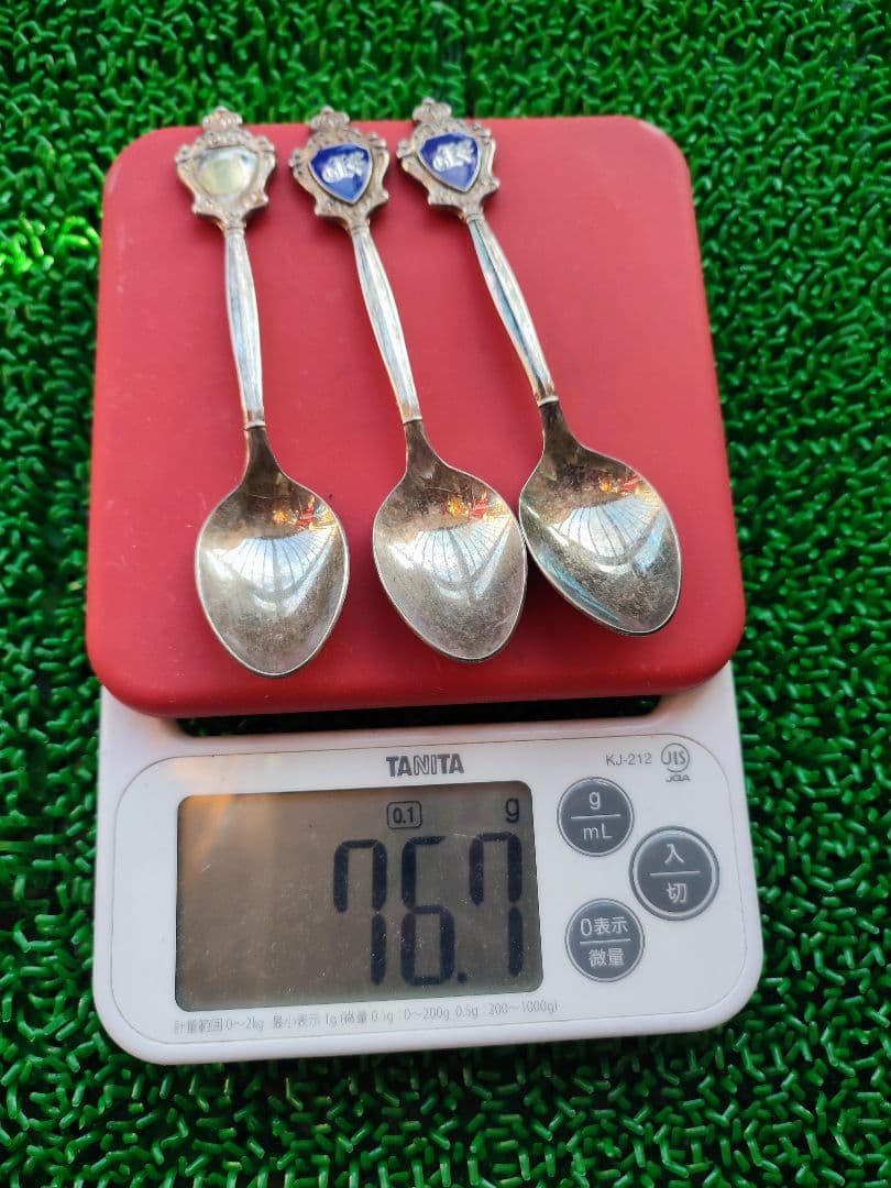 銀製スプーンセット 青白エナメル ピーターラビット】＜皿中七宝＞スプーン(銀仕上)5本セット