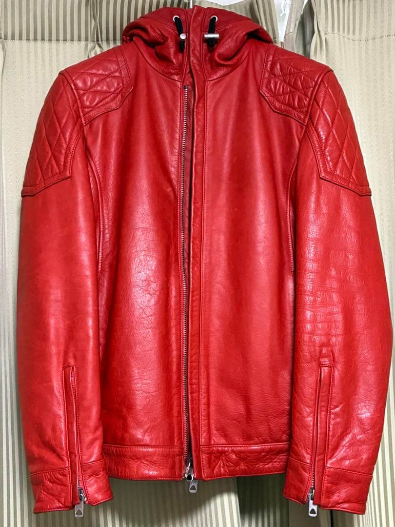 グ*ー様 DIESEL BLACK GOLD フード付シングルライダースジャケッ