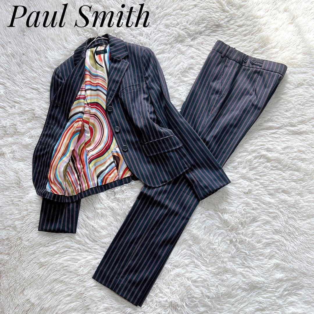 【外観美品】Paul Smith　総柄裏地　パンツスーツ　ストライプ　38／M