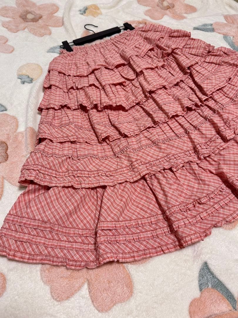 ピンクハウス ピンク系 チェック 段々フリルスカート