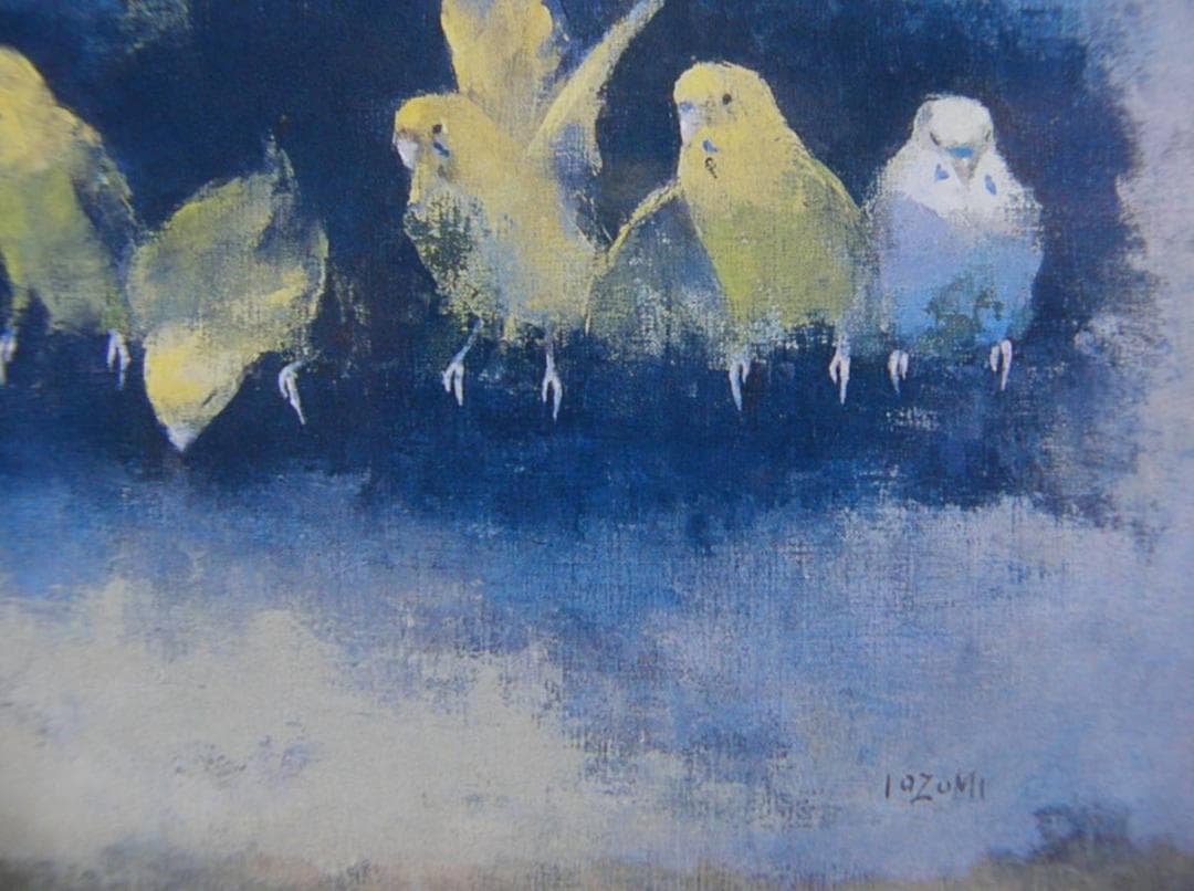 五百住 乙人、「小鳥」、希少画集・額装画、日本製・新品額縁にて額装