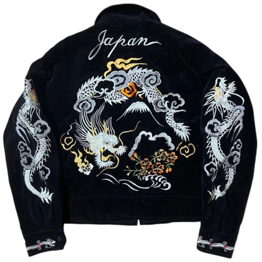 豪華刺繍 humber 別珍 短丈 スーベニアジャケット ブラック 龍 Mサイズ
