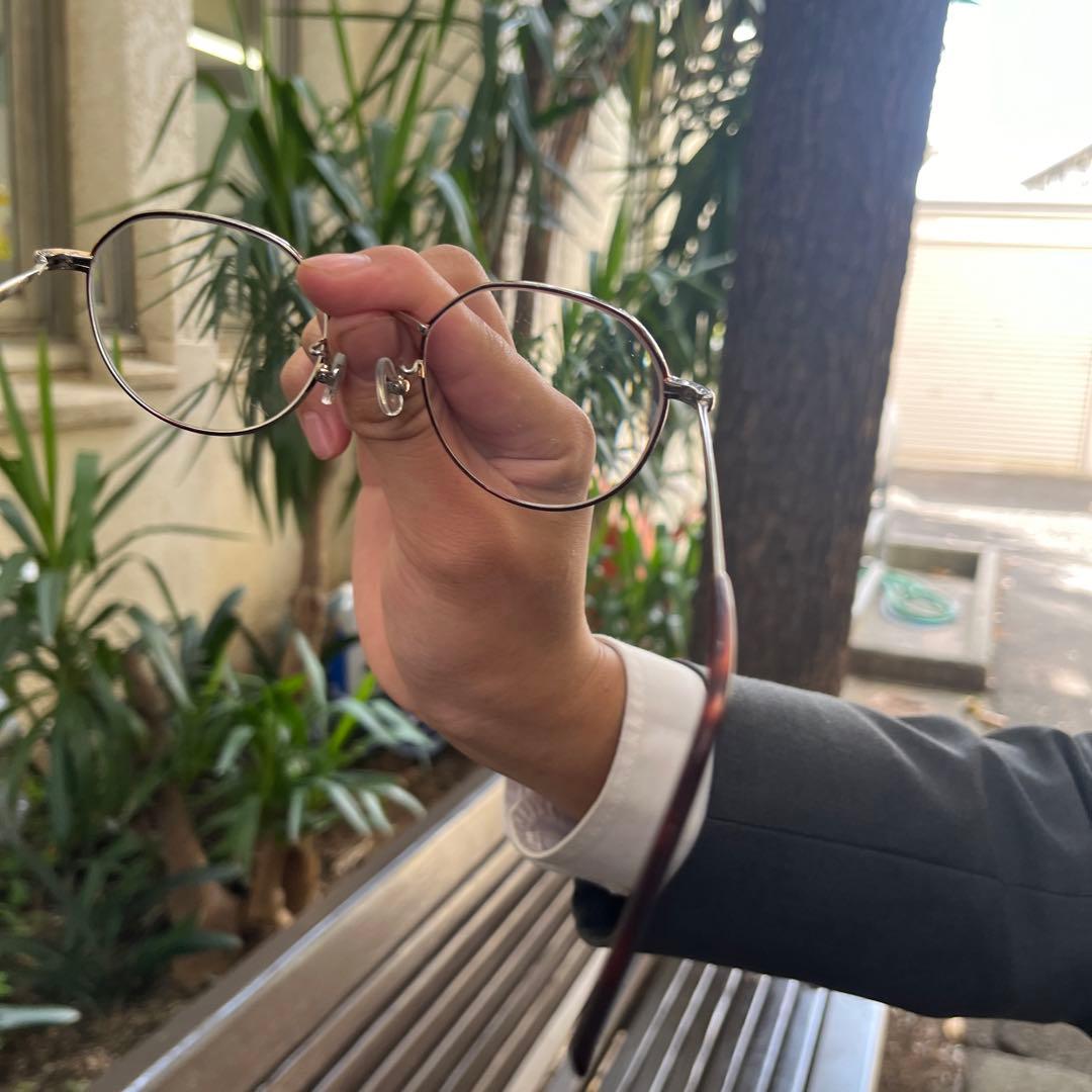 シルバー メタルフレーム ラウンドメガネ (寺田わたる着用済み)の通販