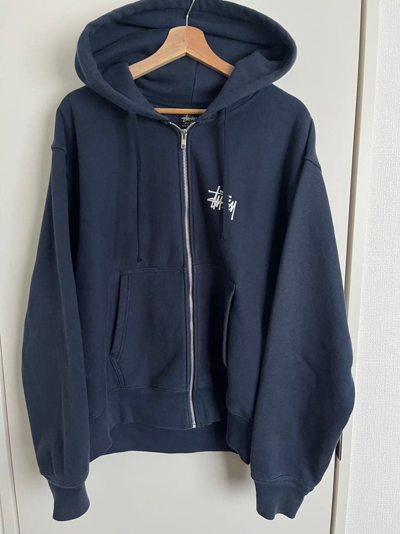 Stussy ネイビー ジップアップパーカー M
