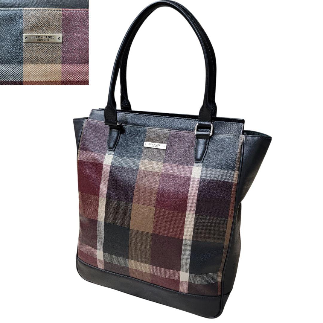 BLACK LABEL CRESTBRIDGE トートバッグ ビジネスバッグ ナイロンコンビカルゼシャドークレストブリッジチェックビジネストート