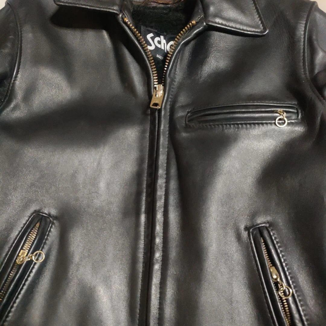 美品 別注希少モデル 短丈ゴールドジップ 643E Schott 襟付34 - メルカリ