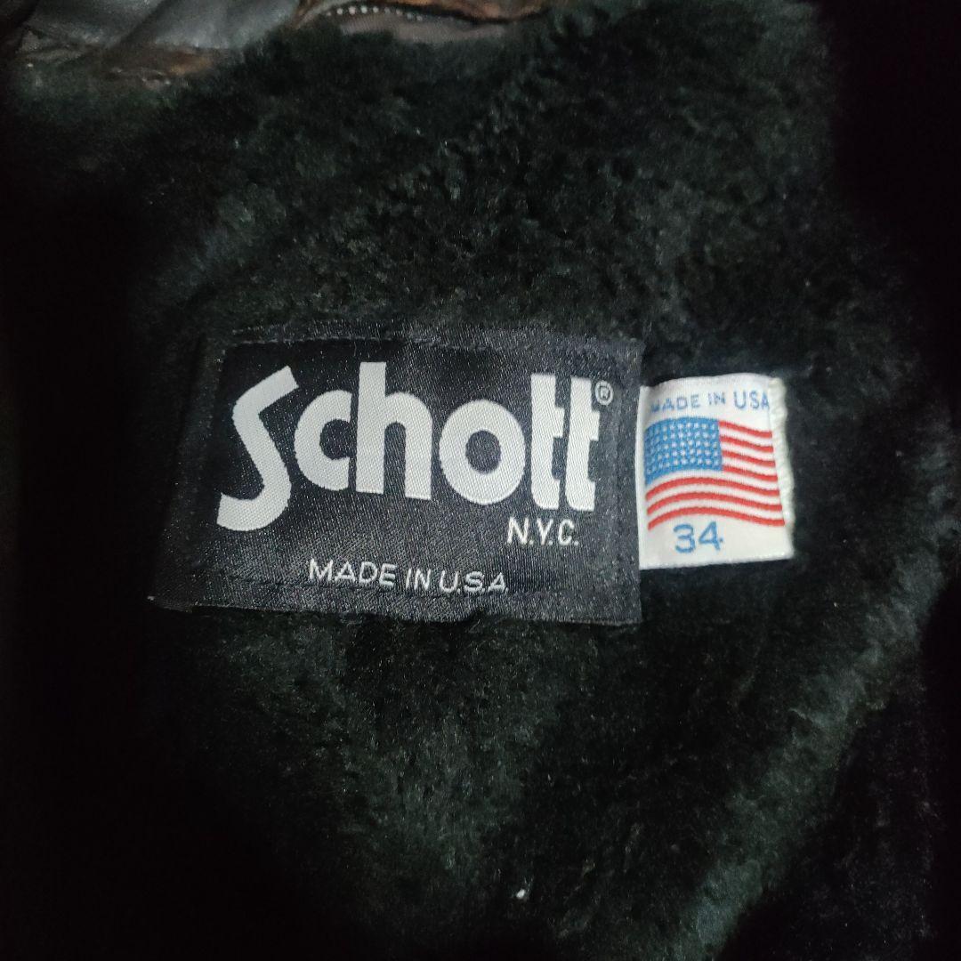 美品 別注希少モデル 短丈ゴールドジップ 643E Schott 襟付34 - メルカリ