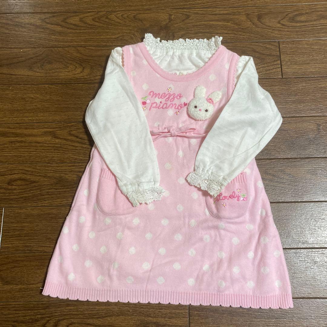 mezzo piano 95cm ピンクドットワンピース