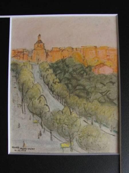 守屋多々志、ノメンターナ街道、希少な額装用画集より、美品、新品額装付