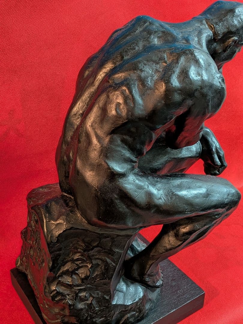 確認用追加画像４０センチサイズ木彫り彫刻造形美術昭和レトロ「考える人ロダン」