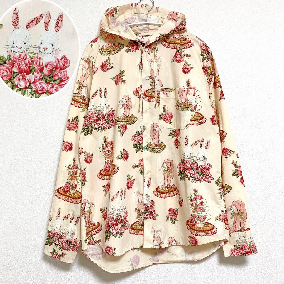 カールヘルム　うさぎ　フード付　シャツ　ブラウス　ベージュ　L　ラビット カールヘルム ギンガムうさぎフード付きブラウス＋Tシャツ - メルカリ