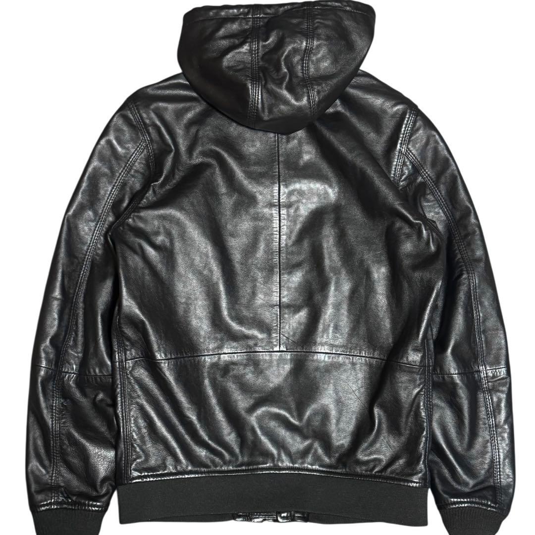 美品 DIESEL 羊革 レザーパーカー レザージャケット ブラック Sサイズ