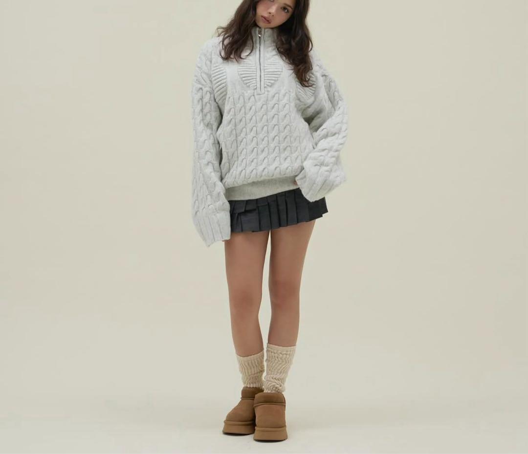 andmary Heart loose knit gray - メルカリ