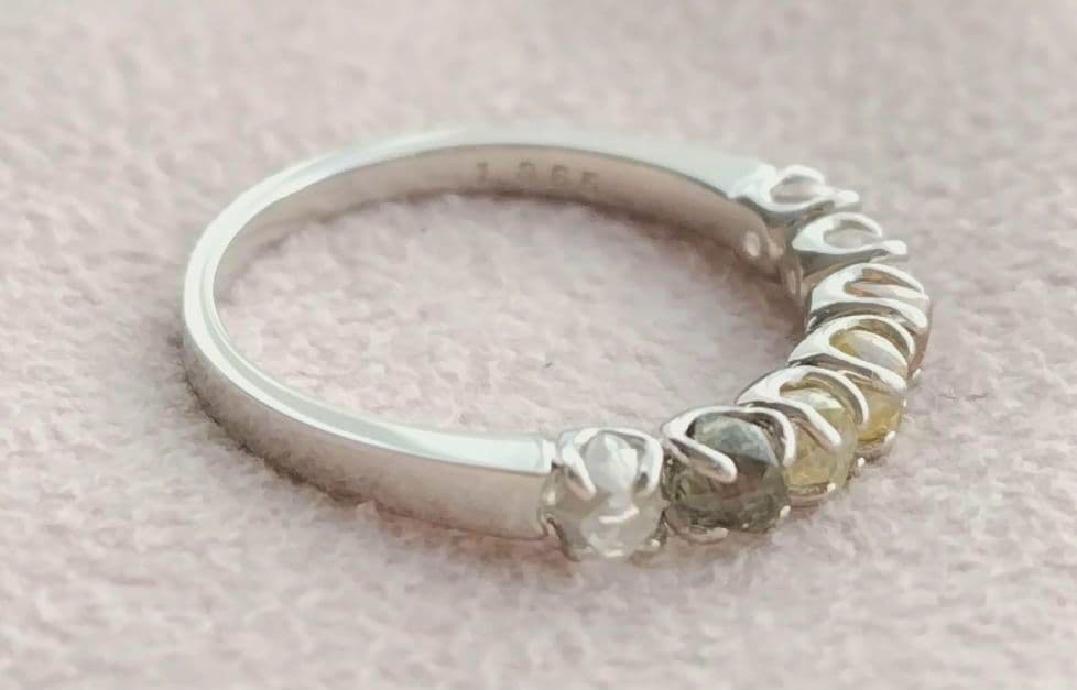 12号 pt900 ダイヤモンド 原石 グラデーション ハーフエタニティ 鑑別