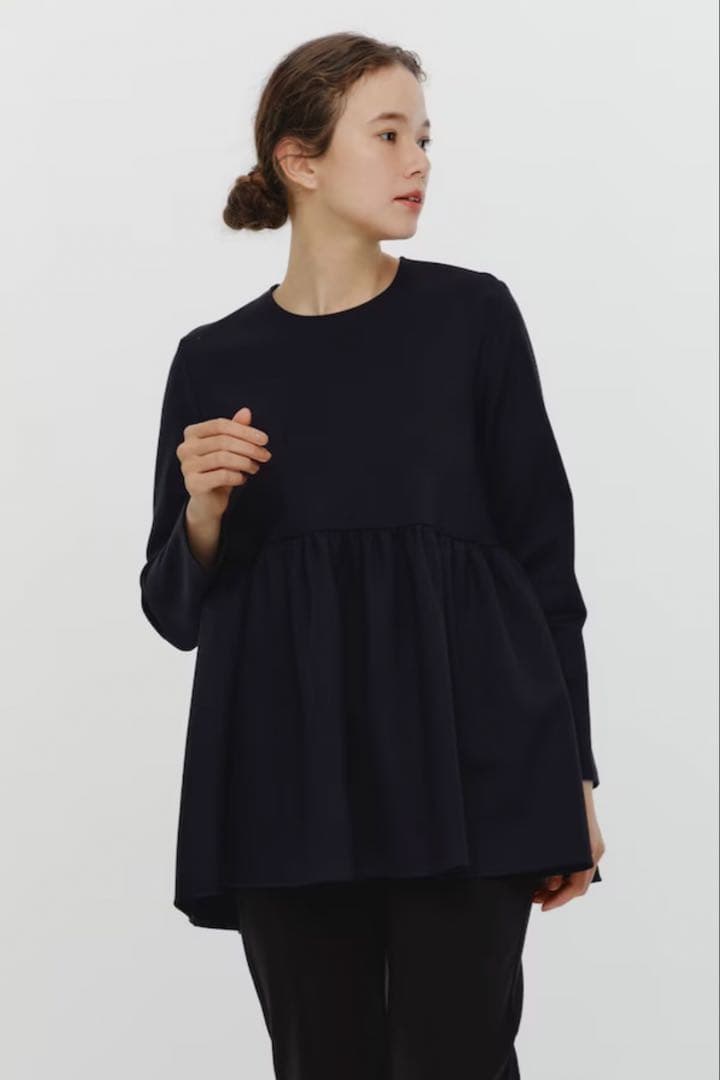 美品　yori ぬくぬくギャザーブラウス Black36