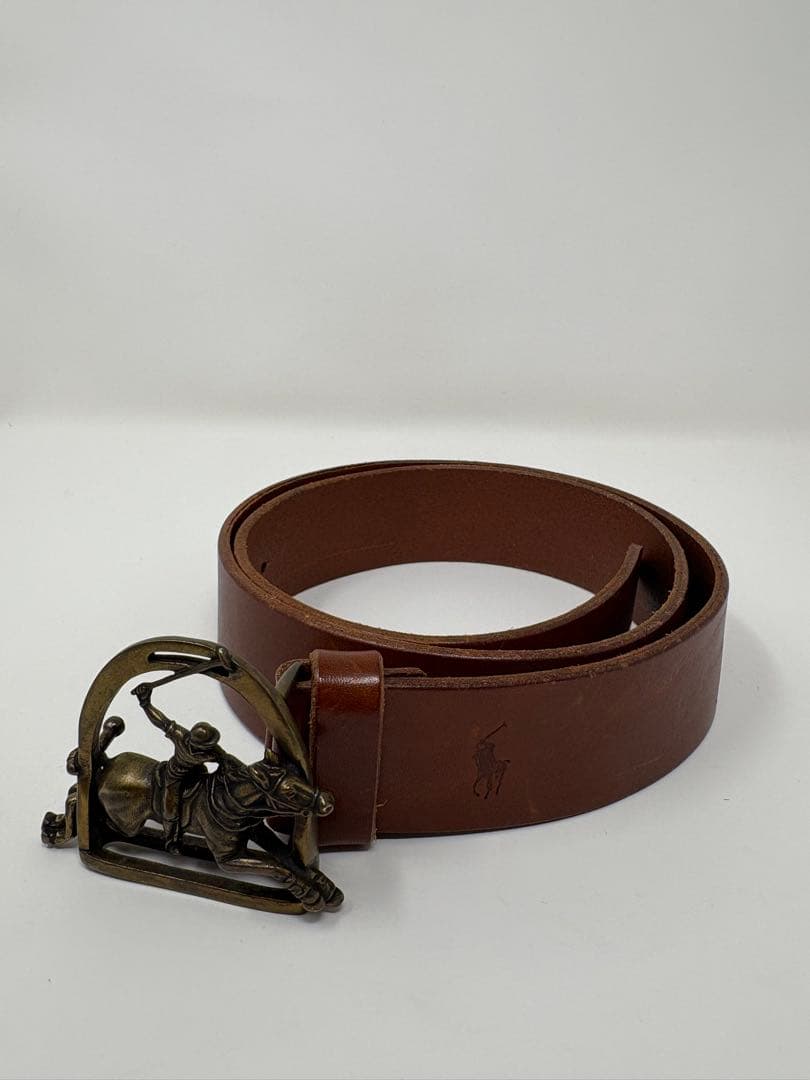【希少】ポロラルフローレン ベルト 95cm 競技バックル ブラウン系