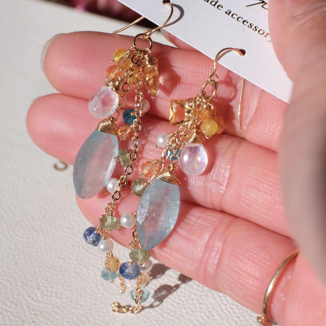 14kgfシンデレラアクアマリンピアス/イヤリング - メルカリ