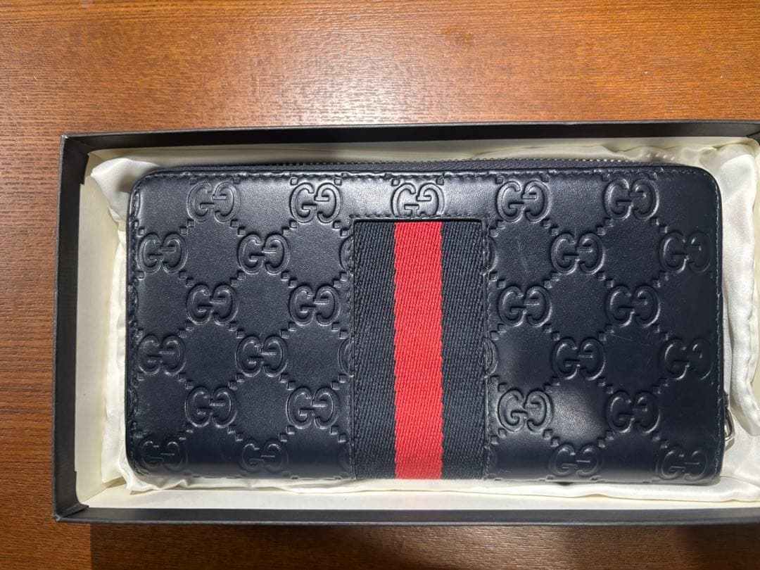 GUCCI GGパターン 長財布 ネイビー