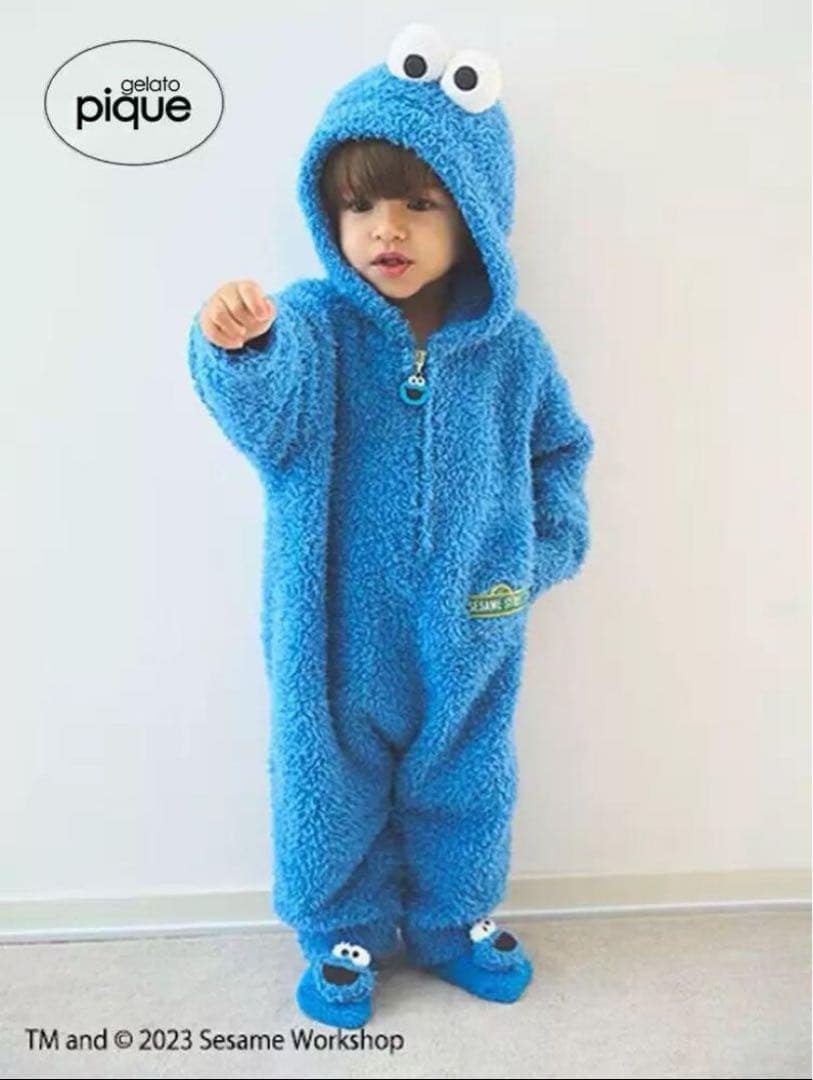 a【最終値下げ】ジェラートピケ クッキーモンスターロンパース 80サイズ