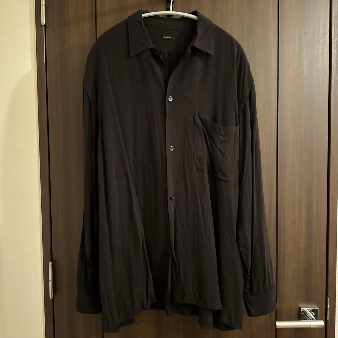 Comoli レーヨンオープンカラーシャツ　2 黒