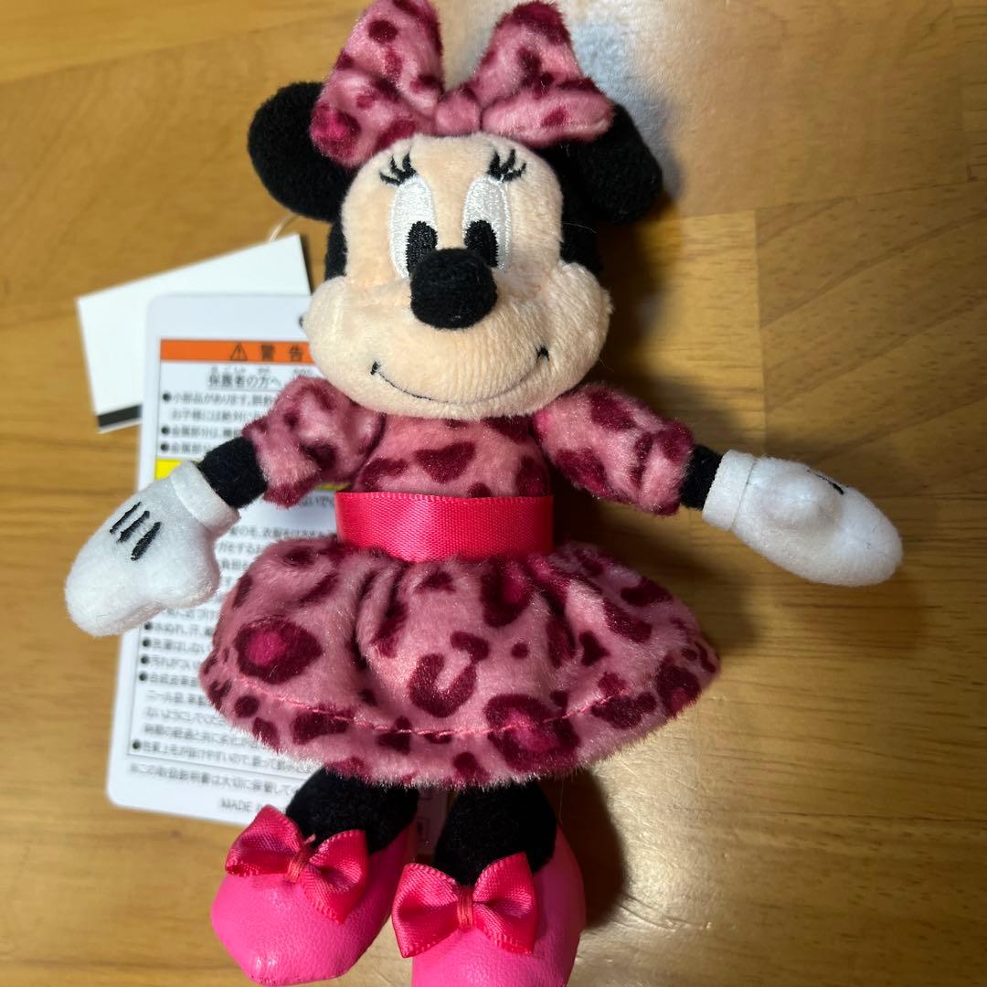 ディズニーリゾートヒョウ柄 豹柄 ぬいぐるみチャーム ミニー ピンク