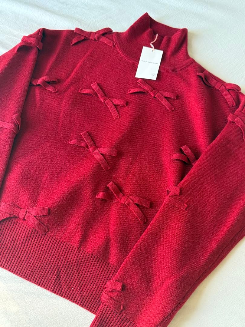 新品ツルバイマリコオイカワ Cupid ブラック 赤リボン ニット TSURU