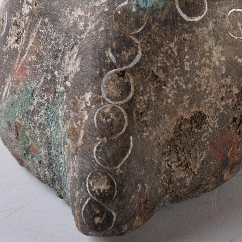 中国 天然石彫刻 銀象嵌彩色 神獣 紙鎮 置物 C R8592 - メルカリ