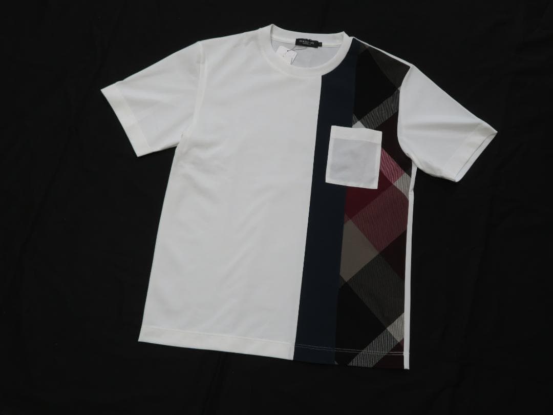 ブラックレーベル クレストブリッジ　半袖チェック柄カットソー　白　Mサイズ