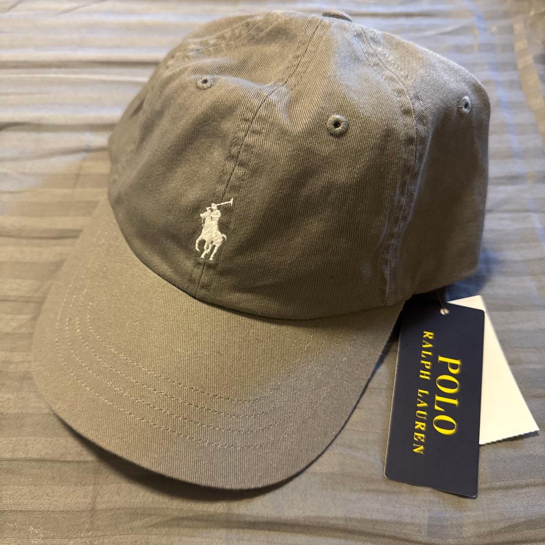 ポロラルフローレン　キャップ　新品　グレーxホワイトロゴ
