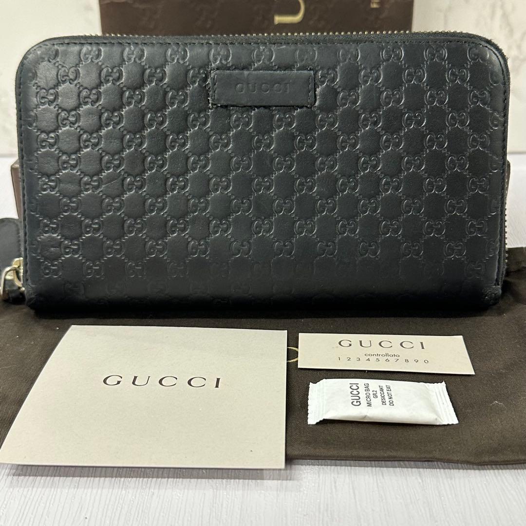 新品同様‼️ グッチ　GUCCI 財布　長財布　マイクロGG ラウンドファスナー