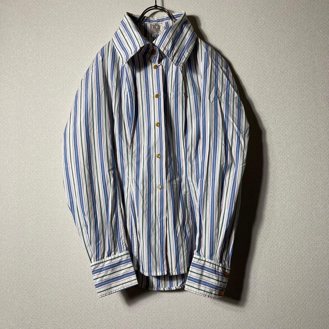 ヴィンテージ ヴィヴィアンウエストウッド ボリューム袖シャツ ストライプ オーブ