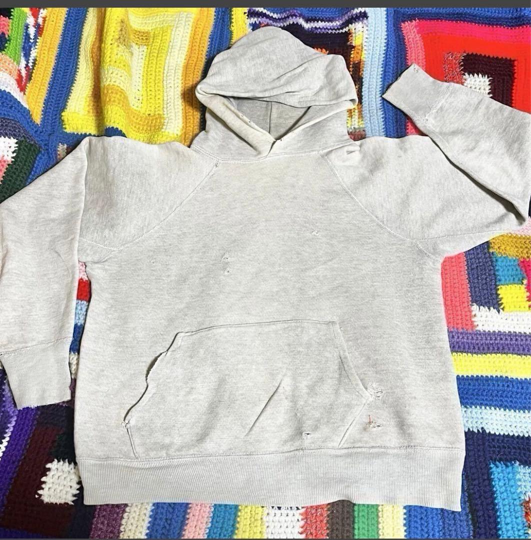 50s 60s ヴィンテージ スウェット パーカー4本針 脇ガゼット リブ長