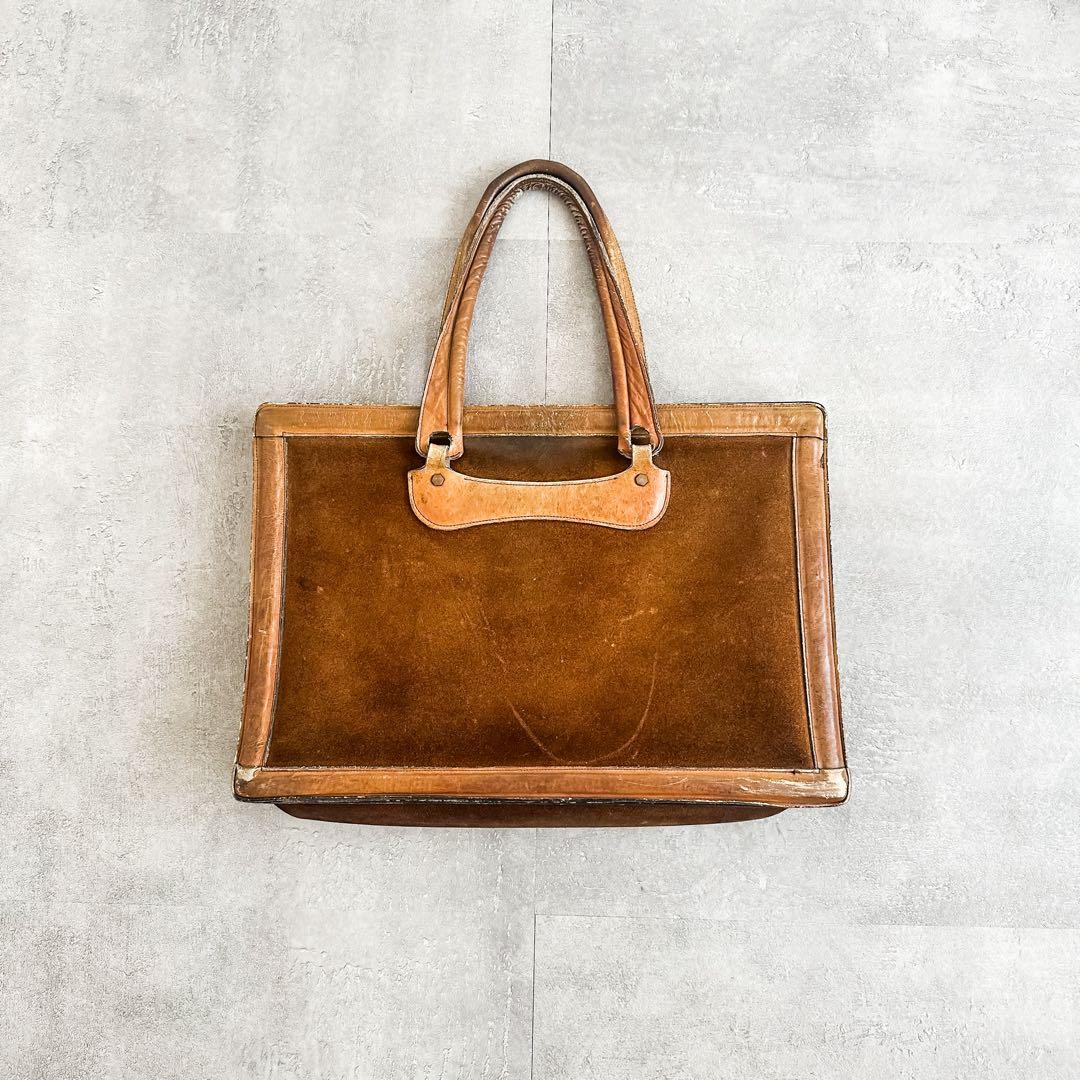 ヴィンテージ 1960's~ スエード× レザー ツートンカラー レザーバッグ