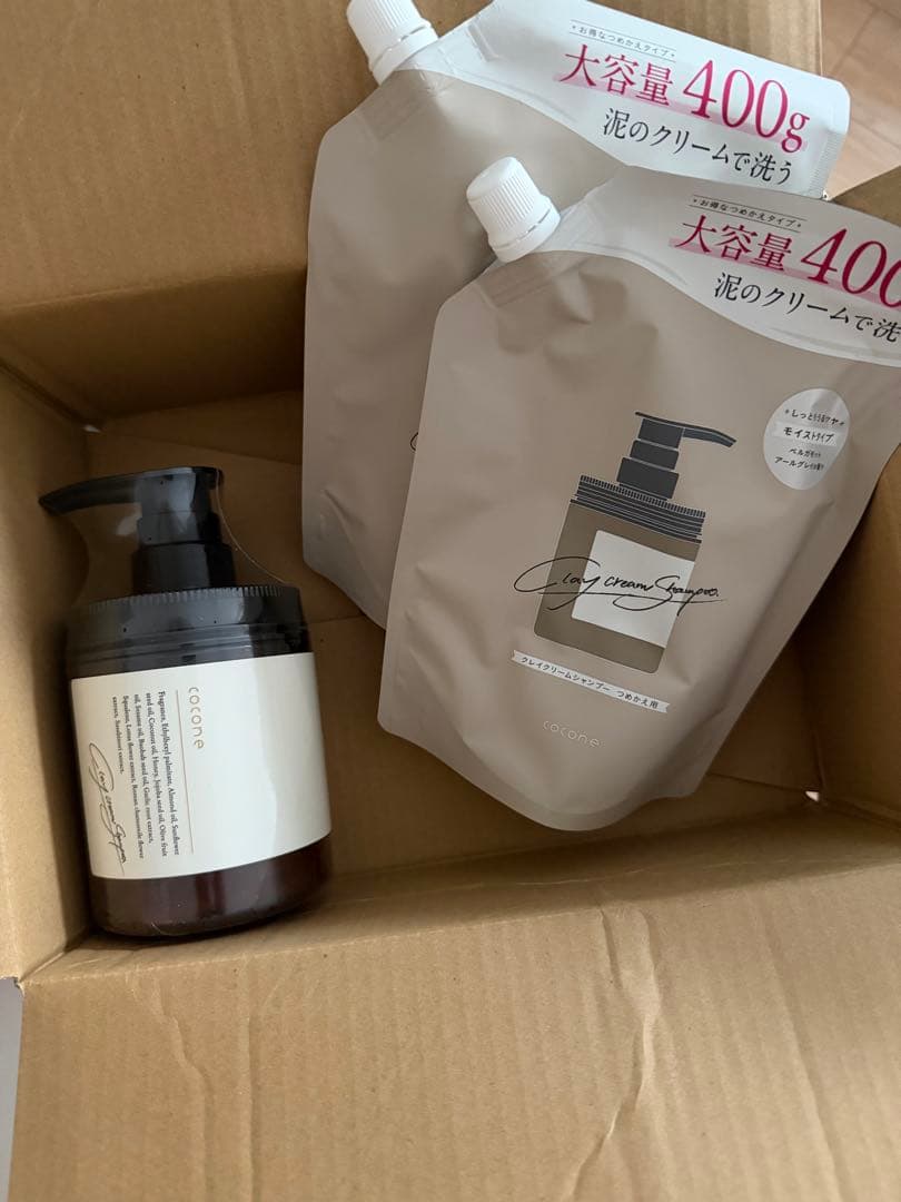 cocone クレイクリームシャンプー 400g ポンプ式＋詰替2セット