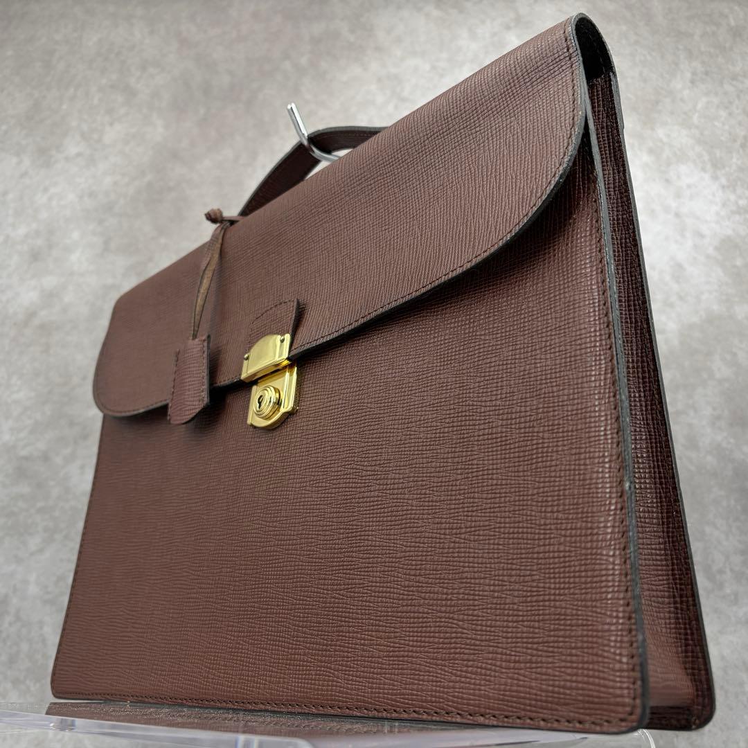 ソメスサドル ブリーフケース ビジネスバッグ サドルレザー 本革 鍵 ブラウン