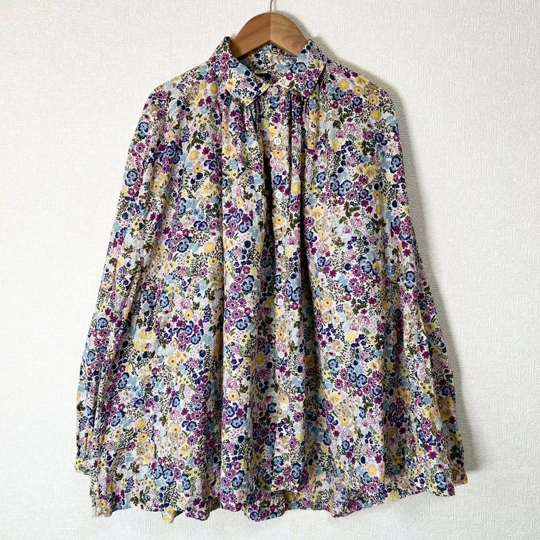 45R インドカディ秋の実プリントのくしゅくしゅブラウス