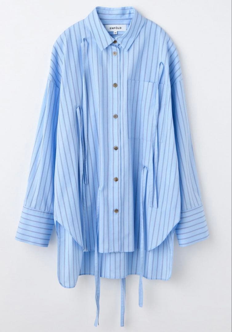 ENFOLD リボン　シャツ　トップス　ストライプ ストライプ柄ドロストリボンシャツ[fo1925] | レディースファッション