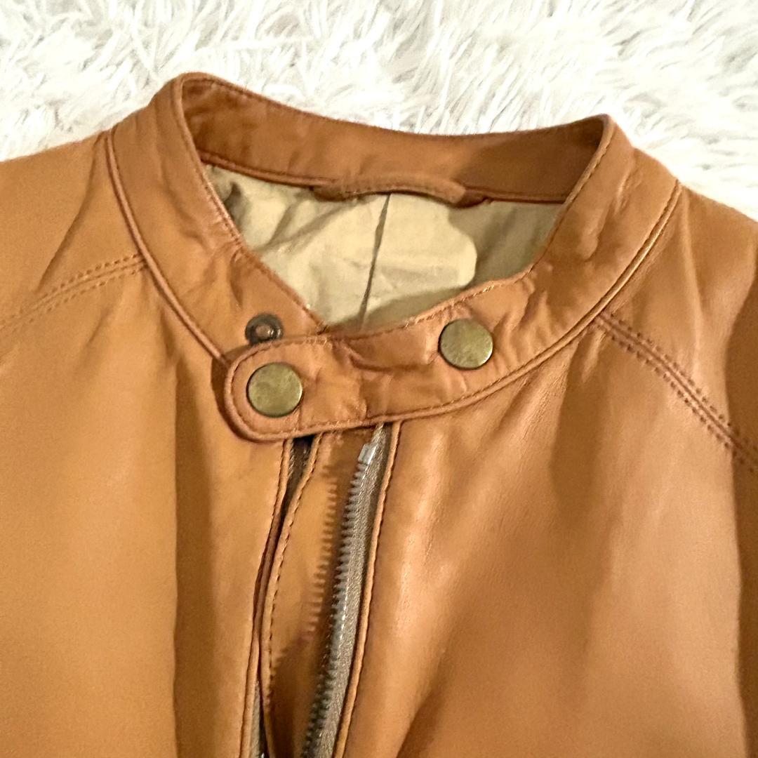 ポールスミス シングルライダース 革ジャン 本革 キャメル メンズ