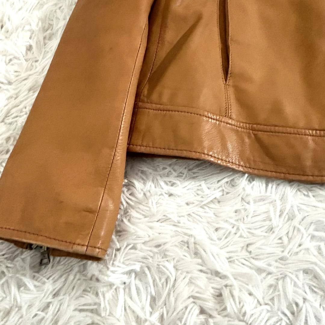 ポールスミス シングルライダース 革ジャン 本革 キャメル メンズ