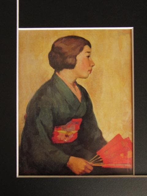 跡見泰、緋扇、希少な画集より、新品高級額・額装付、状態良好