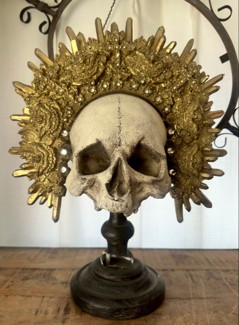 気品の頭骨/美術オブジェ　キングスカル　アンティーク家具