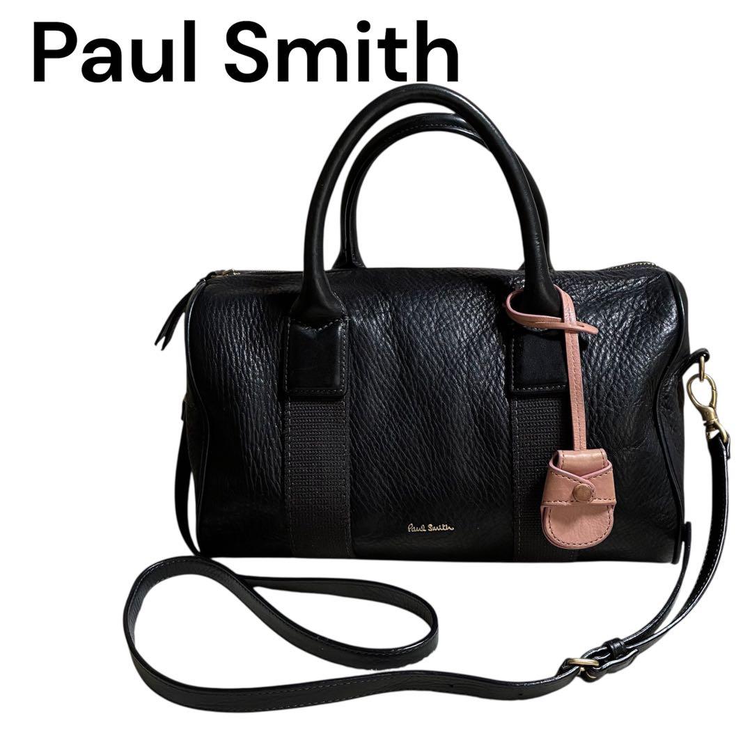 ポールスミス オールレザーミニボストン 2way ハンドバッグ ブラック