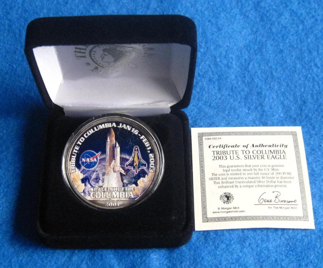 ２００３年　カラー　アメリカンシルバーイーグル　１オンス１ドル銀貨　コロンビア号