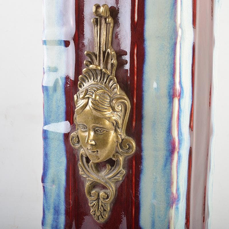 中国 大清乾隆年製款 西洋古銅装飾 辰砂 釉裏紅四方瓶 F R7049F - メルカリ