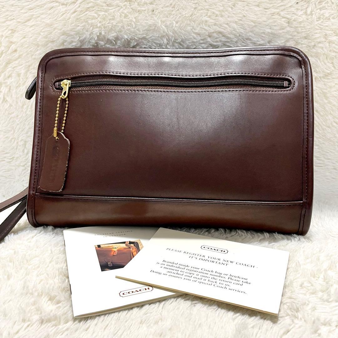 美品 COACH オールドコーチ 9833 レザー クラッチバッグ ブラウン
